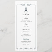 Eiffel Tower Elegant Wedding Menu Card French (Devant)
