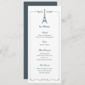 Eiffel Tower Elegant Wedding Menu Card French (Devant / Derrière)