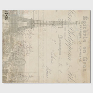 Eiffel Tower Ephemera 60 lb ontkoppelpapier Cadeaupapier