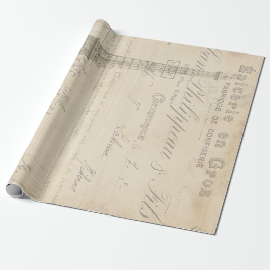 Eiffel Tower Ephemera 60 lb ontkoppelpapier Cadeaupapier (Uitgerold)