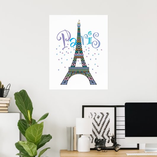 Eiffel Tower Fantasy poster (Thuiskantoor)
