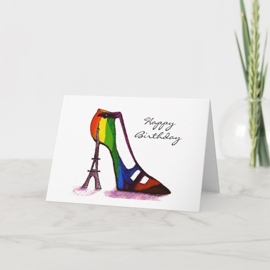 Eiffel Tower Fantasy Shoe Birthday Card Kaart (Voorkant)