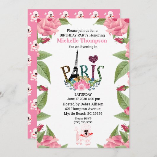 Eiffel Tower Floral Paris Kaart (Voorkant / Achterkant)