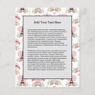 Eiffel Tower Flowers Pink Hearts Paris Frankrijk Flyer