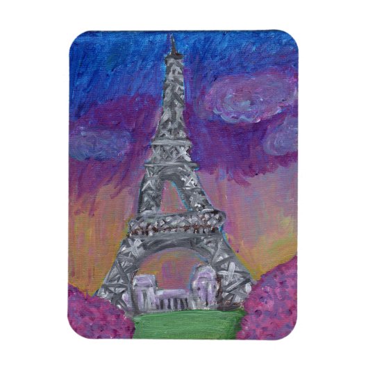 Eiffel Tower Folk Art Paris Springtime-schilderije Magneet (Verticaal)