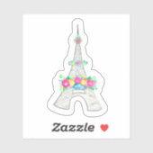 Eiffel Tower, Frankrijk, Frans, Flowers, Monument Sticker (Vel)