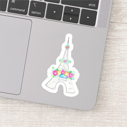 Eiffel Tower, Frankrijk, Frans, Flowers, Monument Sticker (Detail)