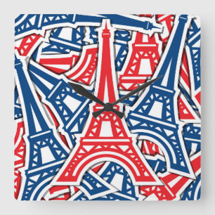 Eiffel Tower, Frankrijk Pattern Vierkante Klok