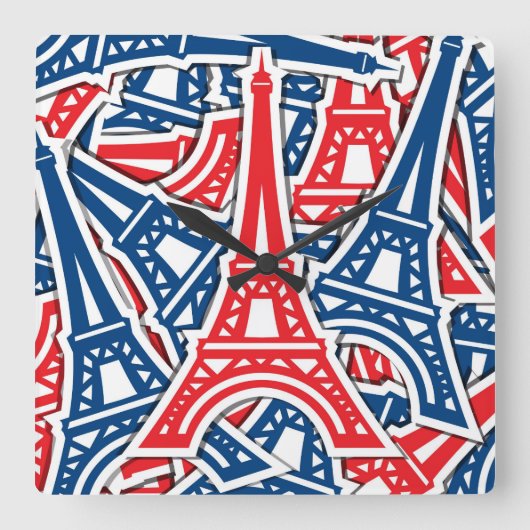 Eiffel Tower, Frankrijk Pattern Vierkante Klok (Voorkant)