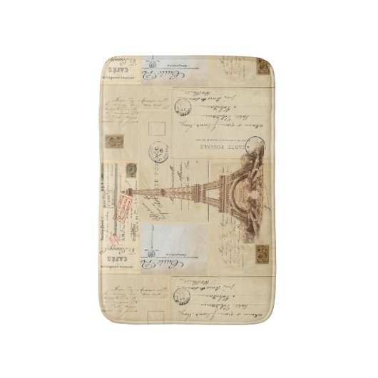 Eiffel Tower Frans Briefkaart Bathmat Badmat (Voorkant Verticaal)
