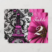 Eiffel Tower Gerber Table Number Kaarten (Voorkant / Achterkant)