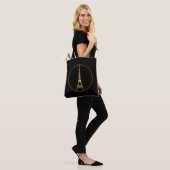 Eiffel Tower Gold glitter sparkles op Black Draagtas (Op model)