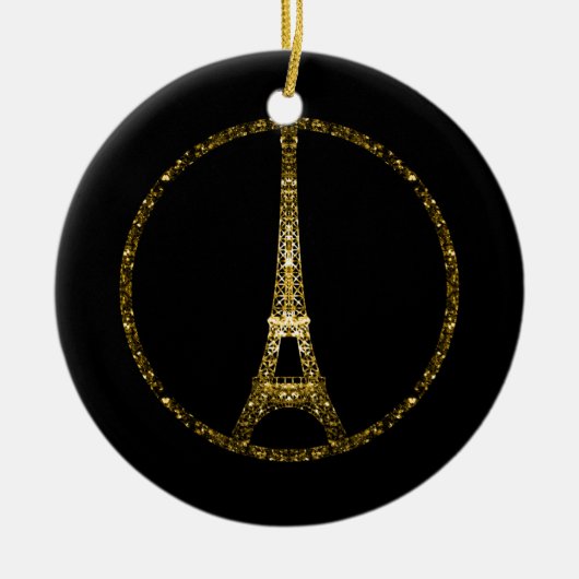 Eiffel Tower Gold glitter sparkles Personaliseert Keramisch Ornament (Voorkant)
