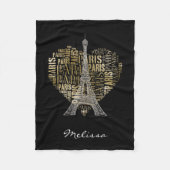 Eiffel Tower Golden Abonnementen Parijs in Heart Fleece Deken (Voorkant)