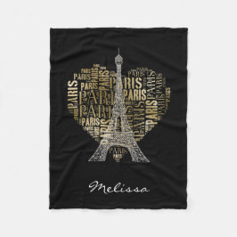 Eiffel Tower Golden Abonnementen Parijs in Heart Fleece Deken