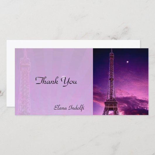 Eiffel Tower - Hartelijk dank voor uw fotokaart Bedankkaart (Voorkant / Achterkant)