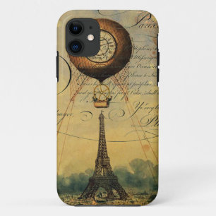 Eiffel Tower Hot Air Ballon Steampunk iPhone 11 Hoesje