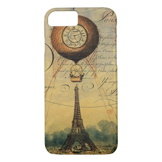 Eiffel Tower Hot Air Ballon Steampunk Case-Mate iPhone Case (Achterkant)