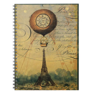 Eiffel Tower Hot Air Ballon Steampunk Notitieboek
