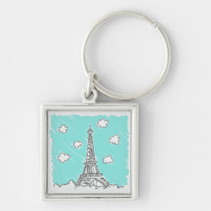 Eiffel Tower Illustration key chain Sleutelhanger