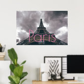 Eiffel Tower in Paris Romantic Love City Poster (Thuiskantoor)