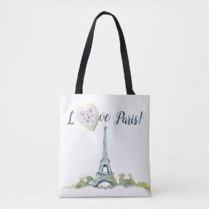 Eiffel Tower Ink Sketch Love Paris with Heart Draagtas