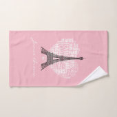 Eiffel Tower & Inscriptions Paris in Heart Bad Handdoek (Handdoek)