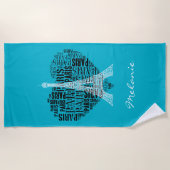 Eiffel Tower & Inscriptions Paris in Heart Strandlaken (Voorkant)