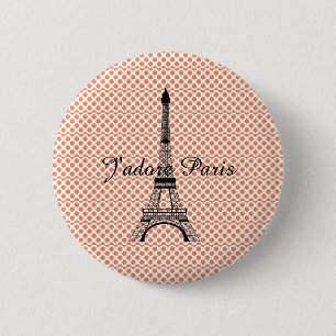 Eiffel tower J'adore Paris Ronde Button 5,7 Cm