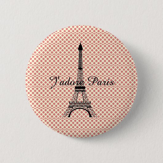 Eiffel tower J'adore Paris Ronde Button 5,7 Cm (Voorkant)