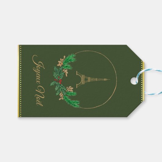 Eiffel Tower Joyeux Noel Cadeaulabel (Voorkant (Horizontaal))