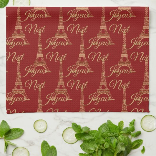 Eiffel Tower Joyeux Noel Kitchen Towel Theedoek (Gevouwen)