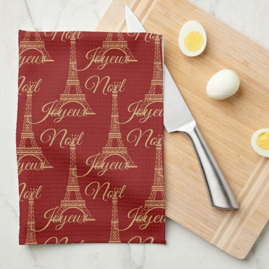 Eiffel Tower Joyeux Noel Kitchen Towel Theedoek (Quarter Fold)