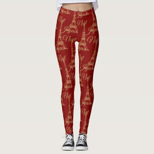 Eiffel Tower Joyeux Noel leggings (Voorkant)