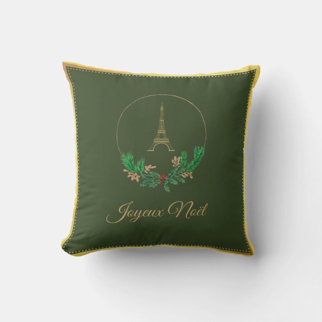 Eiffel Tower Joyeux Noel Pillow Kussen (Voorkant)