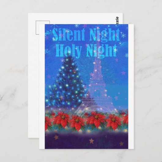 Eiffel Tower Kerstmis Pine Poinsettia Briefkaart (Voorkant / Achterkant)