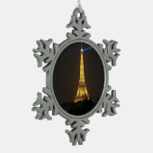 Eiffel Tower nacht Tin Sneeuwvlok Ornament (Links)