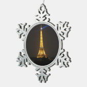 Eiffel Tower nacht Tin Sneeuwvlok Ornament (Rechts)