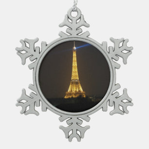 Eiffel Tower nacht Tin Sneeuwvlok Ornament