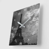Eiffel Tower Night Cloudy Sky Square Wall klok (Hoek)