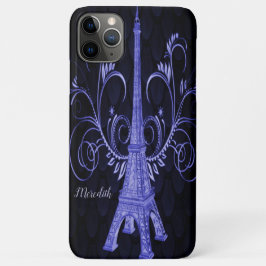 Eiffel Tower Paarse Floral Swirls iPhone 11 Pro Max Hoesje