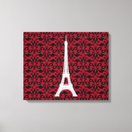 Eiffel Tower, Parijs, Damask Pattern, French Damas Canvas Afdruk (Voorkant)