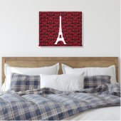Eiffel Tower, Parijs, Damask Pattern, French Damas Canvas Afdruk (Insitu (Slaapkamer))