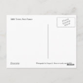 Eiffel Tower, Parijs Frankrijk Briefkaart II (Achterkant)