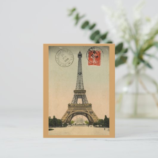 Eiffel Tower, Parijs, Frankrijk,  Retro Briefkaart (Staand voorkant)