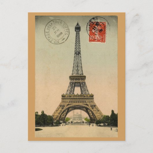Eiffel Tower, Parijs, Frankrijk,  Retro Briefkaart (Voorkant)