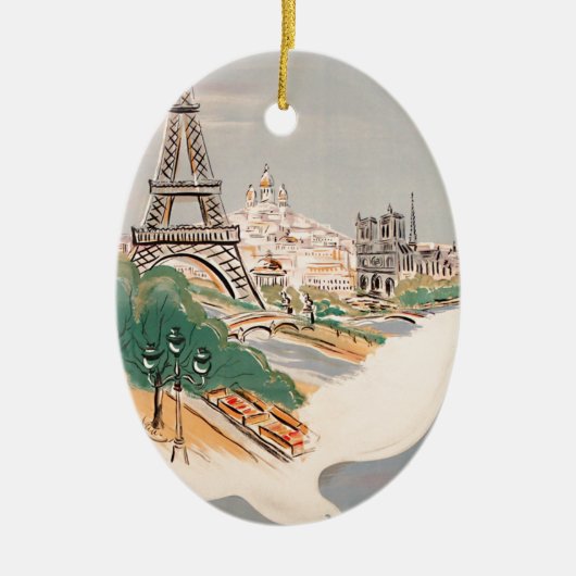 Eiffel Tower Paris Air Travel Adverteren Keramisch Ornament (Voorkant)