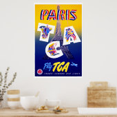 Eiffel Tower Paris Air Travel Adverteren Poster (Keuken)