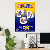 Eiffel Tower Paris Air Travel Adverteren Poster (Thuiskantoor)