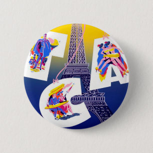  Eiffel Tower Paris Air Travel Adverteren Ronde Button 5,7 Cm
